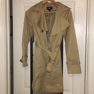 Khaki, light material trench coat